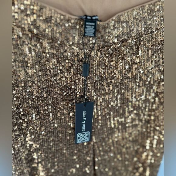 Cable and Gauge gold sequin glitter pants with pockets - Picture 6 of 6